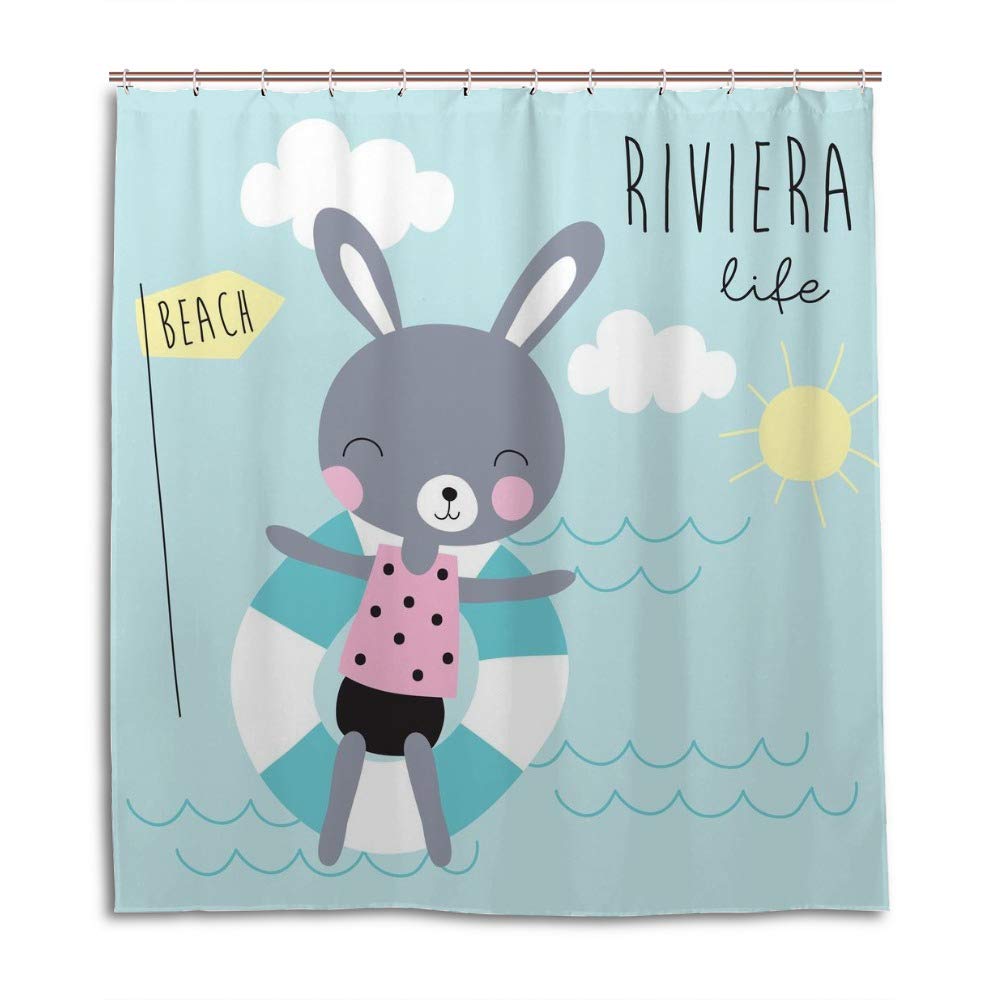 Rideau de douche anti-moisissure imperméable CHEHONG Riviera Life en polyester résistant