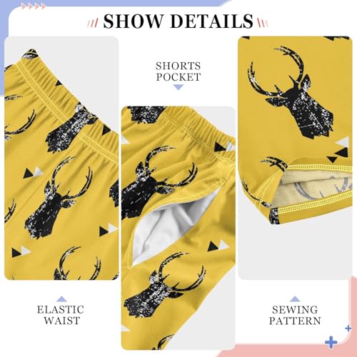 ZZXXB Deer and Geometry Boys Long Pants Soft Trousers Elastic Waist Kids Lounge Bottoms with Pockets S-XL4