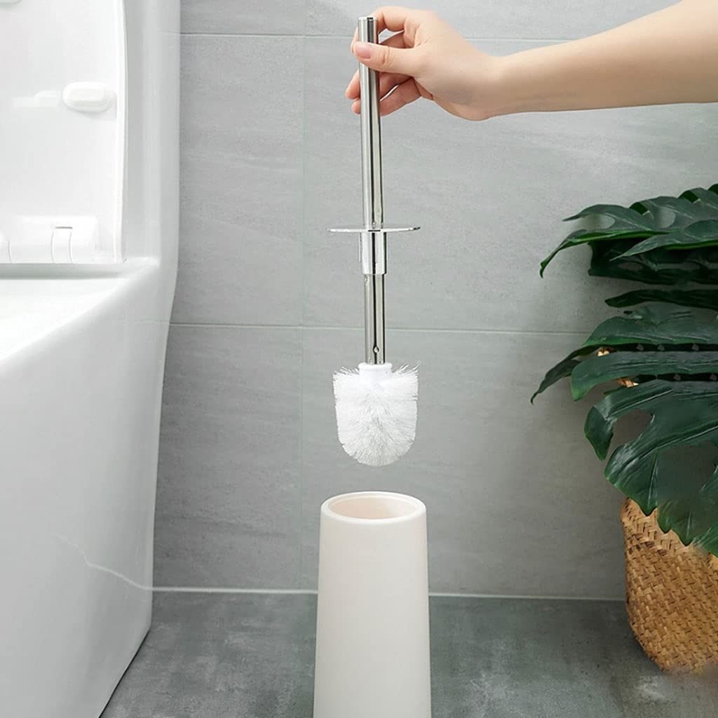 Cepillo limpiador de inodoro y soporte, juego de soporte para cepillo de inodoro de baño con tapa de acero inoxidable, kit de limpieza para cepillo de inodoro para baño (C) (A)