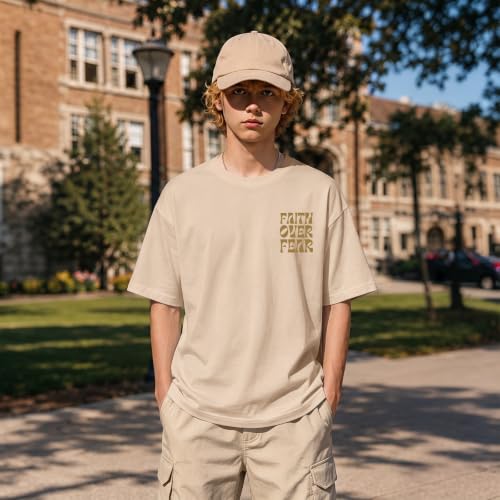 Image of Boys Faith Over Fear Shirt Christian Jesus T Shirts for Kids Religious Inspirational Bible Verse Graphic Tees Tops