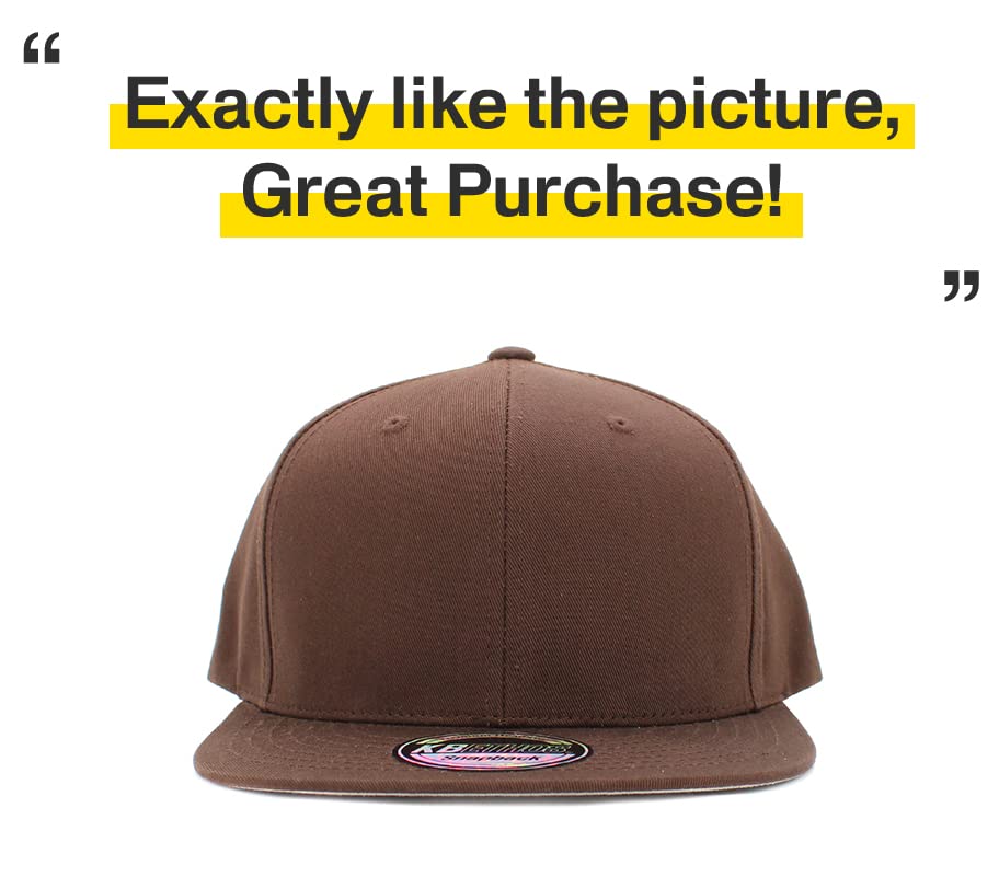 Image of KBETHOS Classic Snapback Hat Blank Cap Underbrim Cotton Wool Blend Flat Visor Adjustable Unisex