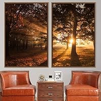 2 Piece Framed Canvas Wall Art Rustic Woods Canvas Prints Home Artwork Decoration for Living Room,Bedroom - 16
