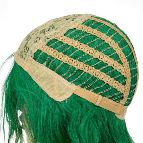 Image of Green Wigs Dark Green Bob Wig Short Middle Part Wig for Kids Synthetic Wigs for Daily Party Halloween Use