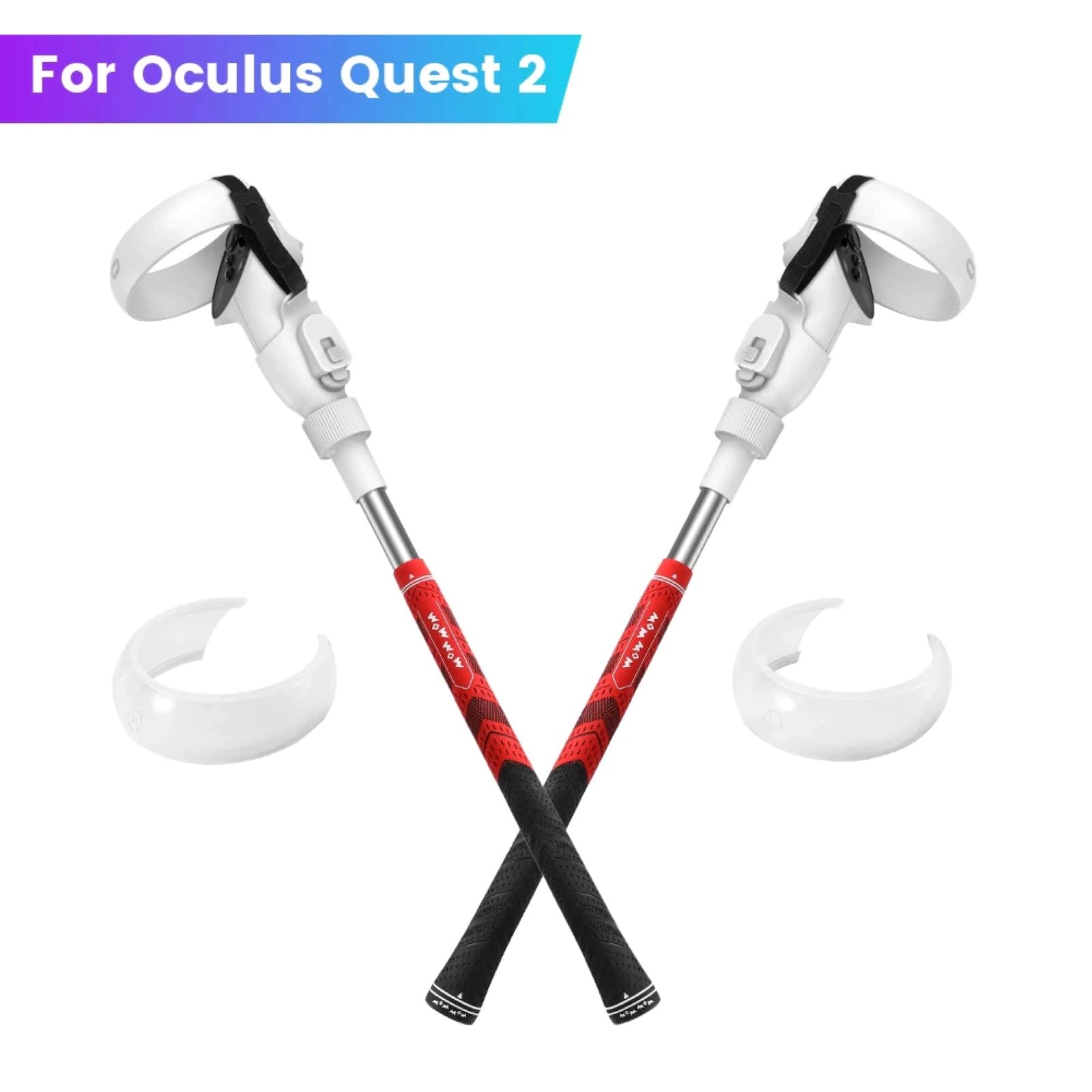 2PCS Golf Club for Oculus Meta Quest Badminton Base Ball Fishing Game  Adapter Handle Attachment Right Left VR Grip Extension Accessories with