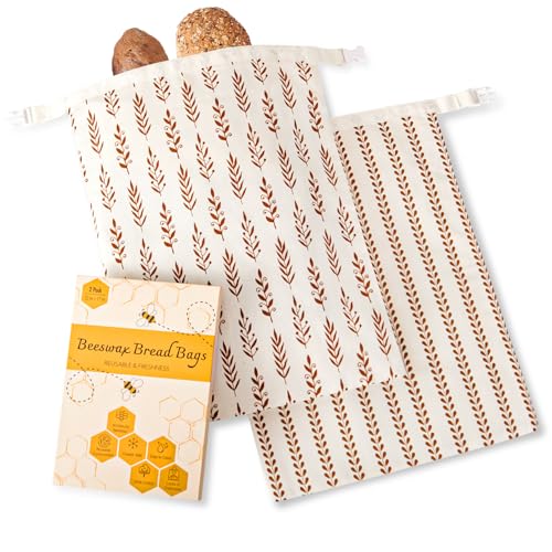 Augine Beeswax Bread Bags for Sourdough, Reusable Bread Bags for