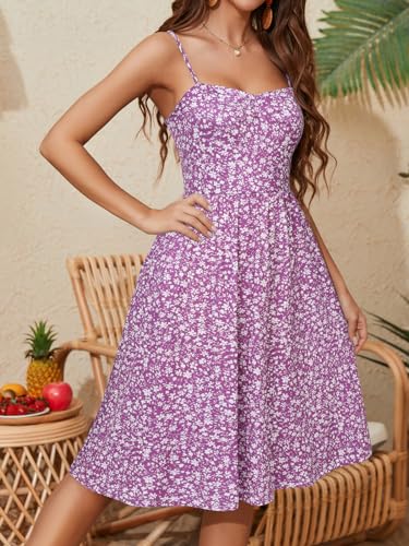 Image of YATHON Summer Casual Dress for Women 2025 Vacation Beach Dresses Adjustable Spaghetti Strap Sundress with Pockets