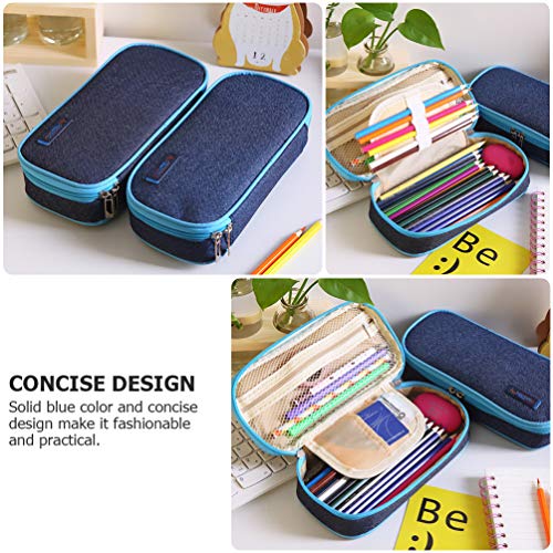 STOBOK Bolsa para LÃ¡pis Denim Estojo para Caneta de Lona Recipiente de Armazenamento de LÃ¡pis Esto