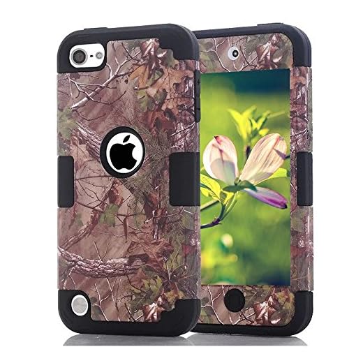 Case for iPod Touch 5 6 Case, CheerShare Dual Layered Hard PC Case + Silicone Shockproof Heavy Duty High Impact Armor Case Cover Protective Case for Apple iPod Touch 5th 6th Generation (Brown+Black)