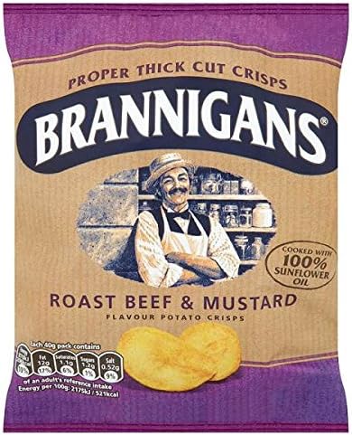 Brannigans Roast Beef & Mustard Flavour Potato Crisps 40g (Pack of 18 x 40g)