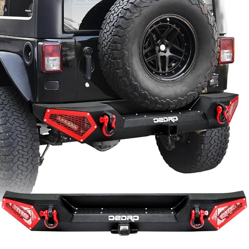Image of OEDRO Rear Bumper w / 2 LED Lights Fits for 07-18 Jeep Wrangler JK 4Dr / 2Dr