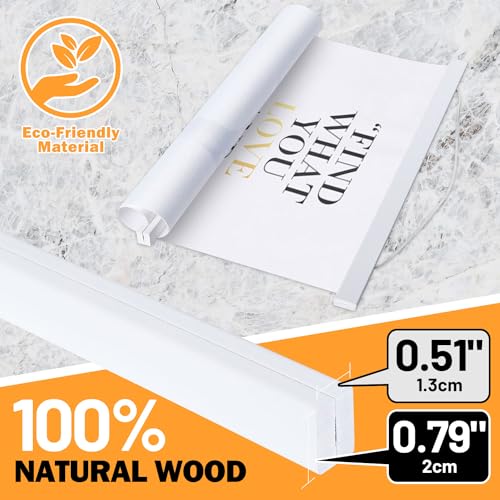 Image of 9x12 9x24 9x13 Poster Frame, Magnetic Light Wood Wooden Frame Hanger for Photo Picutre Canvas Artwork Art Print Wall Hanging (1 Pack, 9 inch, White)