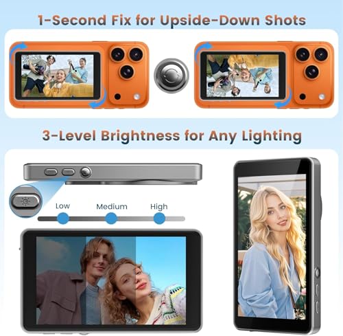 Image of Suicune Vlog Selfie Monitor Screen for iPhone & Android, Magnetic Phone Back Camera Selfie Monitor, Content Creator Essentials, Wireless Mirroring for YouTube Live Streaming