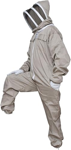 Miniatura 6 de MS Traje de abeja traje de apicultor de algodón con un par de guantes traje de apicultura con velo de esgrima