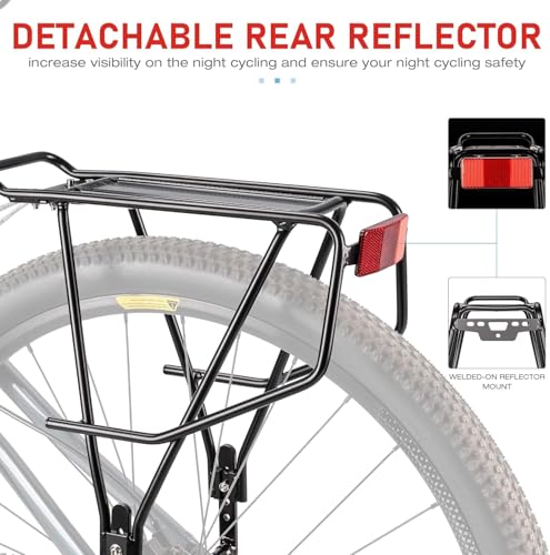KONG MING CAR Universal Gepäckträger -Fahrrad Gepäckträger mit Seitenschienen für Satteltaschen,Leichtes Aluminium Fahrrad gepäckträger hinten für 26-29 Zoll, 27kg Traglast (H672 - Disc/V-Brake)