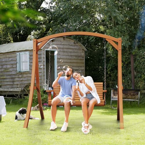 Image of VINGLI 2026 Upgraded 4 FT Wooden Porch Swing, 880 LBS Heavy Duty, Brown