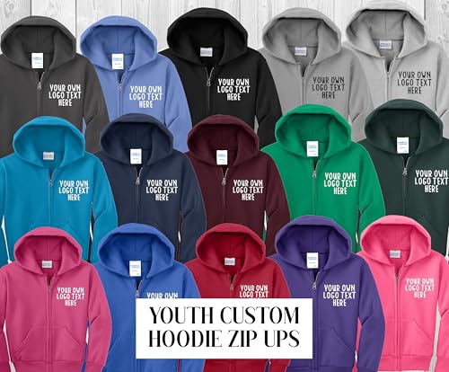 INK STITCH Youth Kids Pc90yzh Custom Printing Front and Back Add Design Fleece Hoodie Zip Up4
