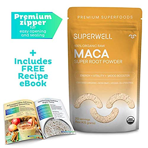 SUPERWELL Maca Powder (15 Oz / 212 Servings) | Maca Root Powder 100% USDA Organic | Raw | All Natural | Premium Superfood | Adaptogenic Herb Improves Health, Mood, Energy, Stamina & Balances Hormones