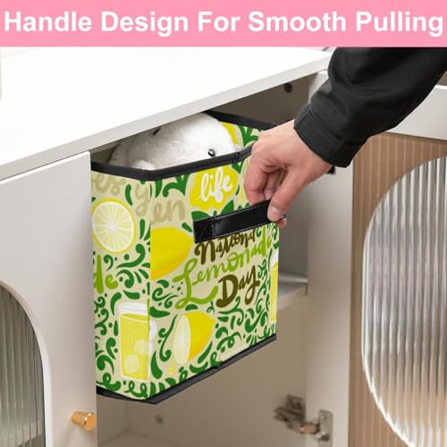 Boîte de rangement cube pliable avec poignées thématique jaune