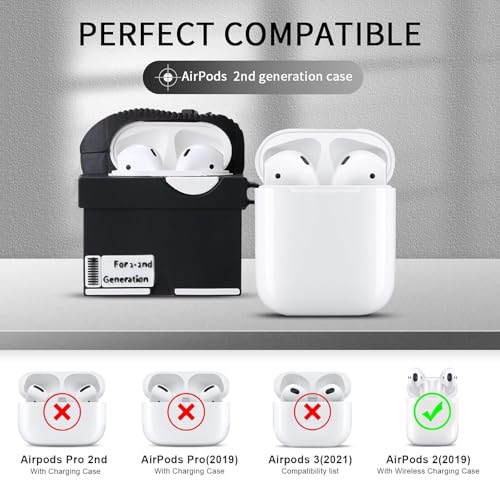 Image of [2Pack] Gedicht for Apple Airpods 2nd Generation Case Cover, Cute Cartoon Shoe Box Soft Silicone Protective Cases for AirPods 1&2 Case with Keychain for Women Men, Red+Black