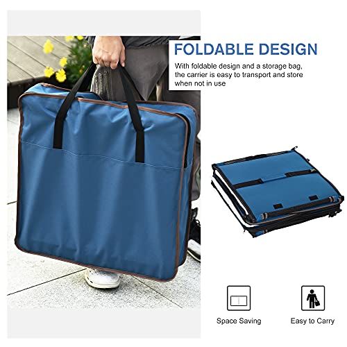 Pawhut 39" Portable Soft-Sided Pet Cat Carrier With Divider, Two Compartments, Soft Cushions, & Storage Bag, Blue #TOP6
