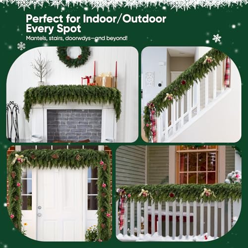 Amazon – 2PCS 6FT Christmas Cedar Garland with 160 Pine Branches, Realistic Faux Garland - image 8