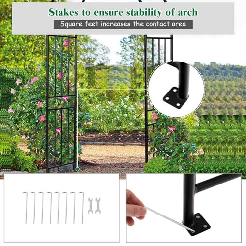 Arco de jardín de metal de 240 x 220 cm, cenador amplio para ceremonias, eventos y pasarela 7