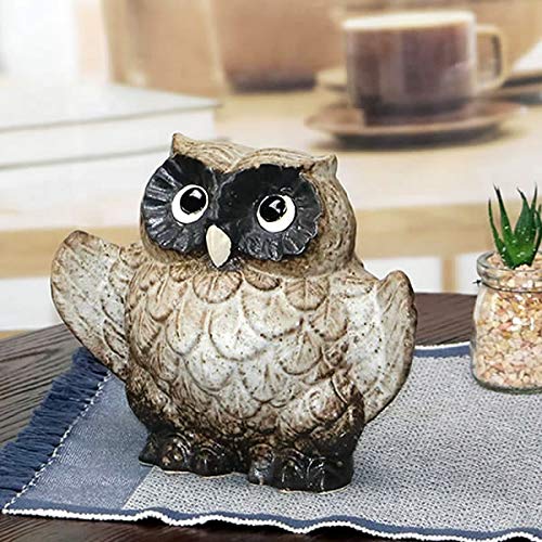 フクロウの陶器 信楽焼 ふくろう 置物 陶器 縁起物 6号羽ばたきフクロウ(白) fu-0042