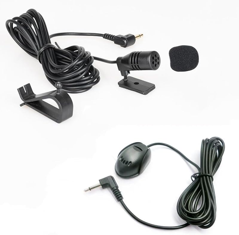 2 Pack Car Microphone 3.5mm Car Radio Mic Replacement Voice Input External Microphone Assembly for Pioneer Kenwood Boss JVC Sony Car Stereo Media Vehicle Head Unit Radio Receiver Audio DVD