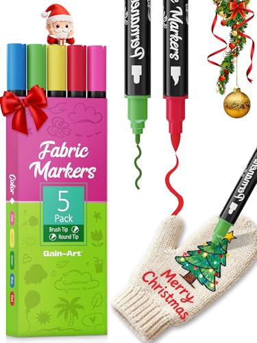 Gain-Art Fabric Markers Permanent for Clothes, Dual Tips