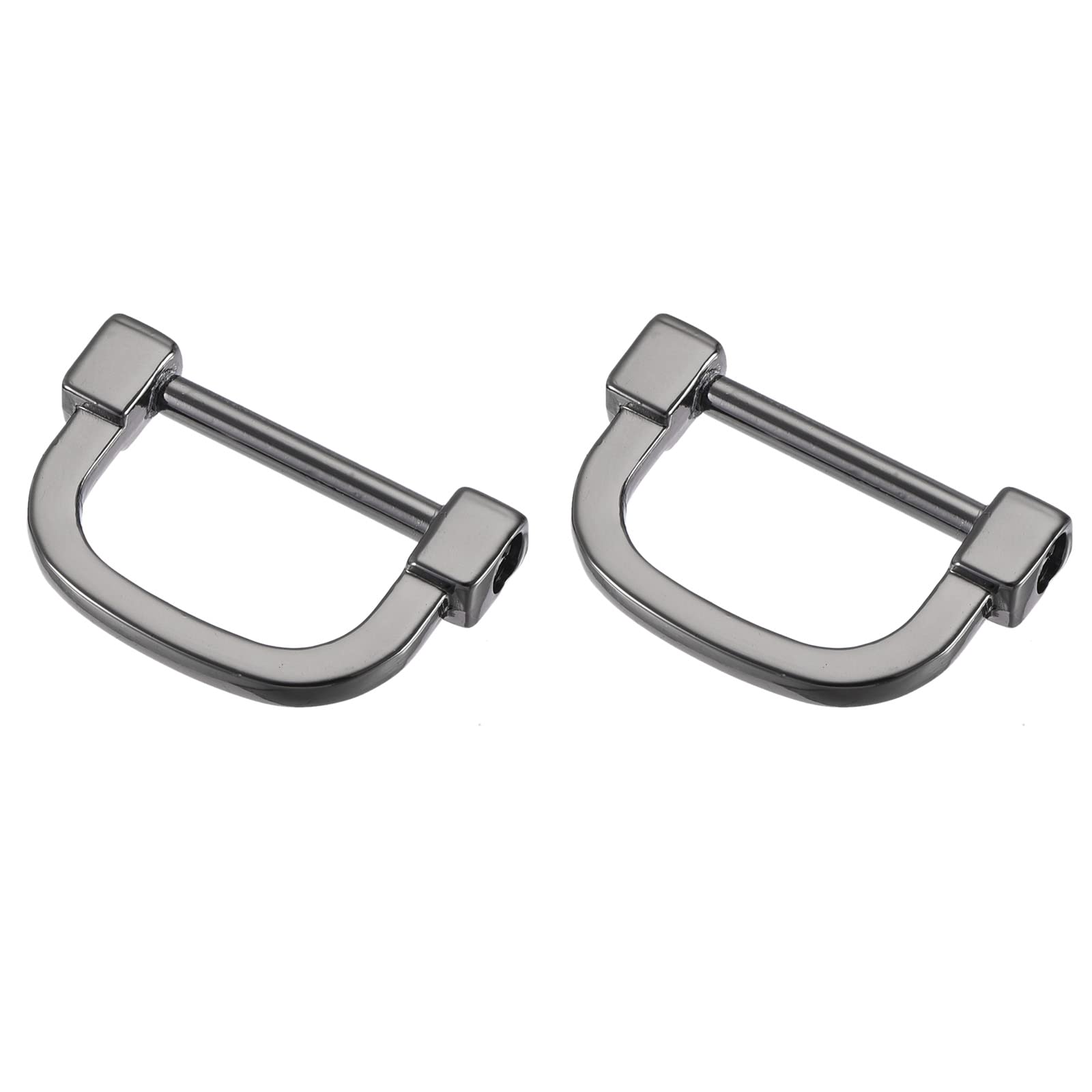 METALLIXITY Horseshoe D-Rings (25mm) 2pcs, Screw-in U-shaped Buckles Shackle - for Car Keys Keychain Bags Leather Crafts Drak Gray
