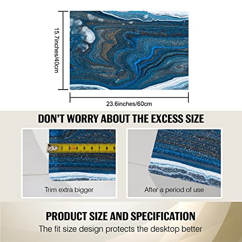 Procida Pvc Desk Cover Protector16 X 24 Inch, 2Mm Thick Desk Pad Desktop Mat, Blue Marble Texture Plastic Table Cover Non-Slip Waterproof For Home Office #TOP3