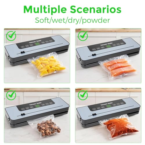 Máquina selladora al vacío, selladora de alimentos con temporizador digital, Envasadora al Vacio 6 en 1 con cortador, conservación de alimentos al vacío con 50 bolsas - imagen 5