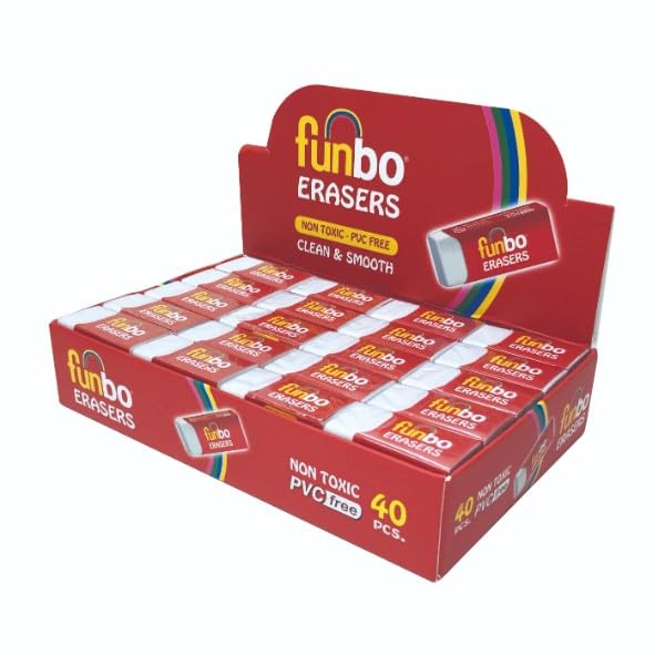 Funbo Smooth Eraser 40-Pieces, Small