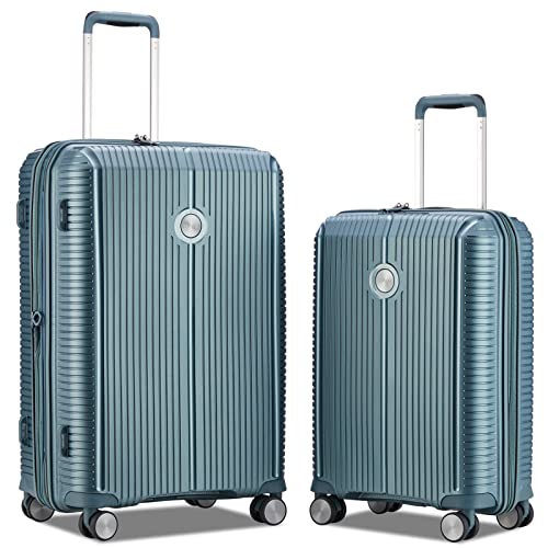 Image of Verage Carry On Luggage with Spinner Wheels, Expandable Hardshell Spinner Suitcase for Travel, TSA Approved (2-Piece Set (20 /24), Bluish Green)