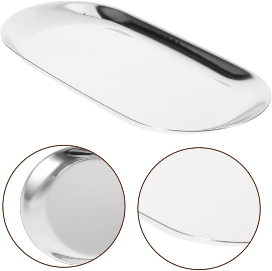 Amosfun Stainless Steel Tip Tray for Bathroom and Vanity Elegant Multipurpose Storage Dish for Jewelry Trinkets and Cosmetics for Cafes and Shops Design