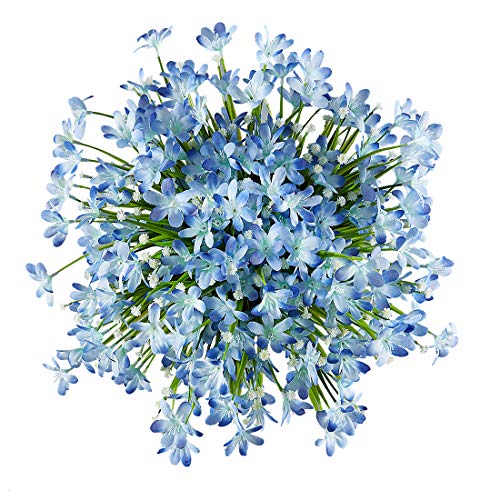 Urstoud 6 Bundles Artificial Daffodils Flowers, Fake Artificial Greenery Uv Resistant No Fade Faux Plastic Plants For Wedding Bridle Bouquet Indoor Outdoor Home Garden Kitchen Office Table Vase (Blue) #TOP1