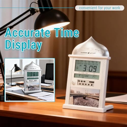 Horloge Azan argentée avec chiffres lisibles pour mur de mosquée - 4