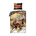 Attack on Titans Single Duvet Cover Set With European Pillowcase 70cm x 90cm 100% Cotton Kids Bedding Anime