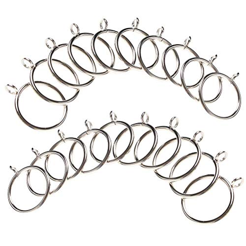 Pasuihcay 40 Pack Curtain Rings, 38mm Internal Diameter Iron Curtains Rings Hanging Rings for Curtains and Rods, Silver