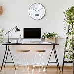 Lafocuse 12 Inch Silent Black Wall Clock with Date and Day, Modern Analog Clocks with LCD Display Battery Operated for Living Room Bedroom Kitchen
