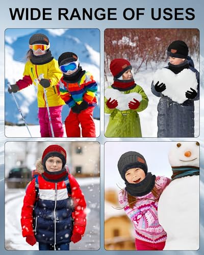 Image of Toulite 45 Pieces Kids Hat Glove Scarf Winter Sets Toddler Fleece Lining Warm Beanie Hat Mitten Neck Warmer for Boys Girls