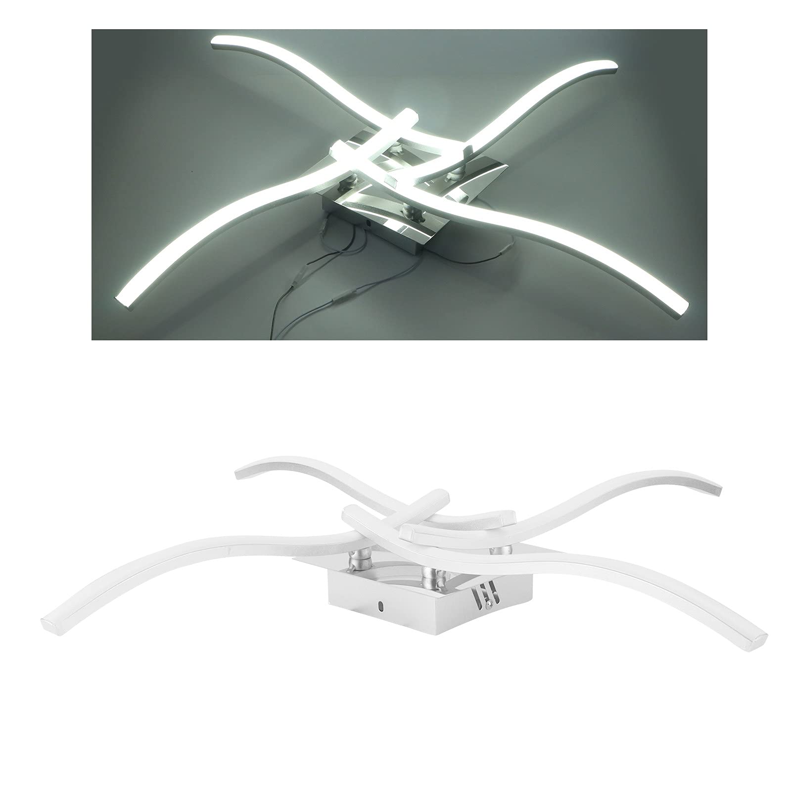 Hyuduo 140 LED Wavy Silicone Ceiling Light, Curved Aluminum Frame