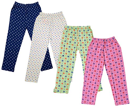 Image of IndiWeaves Regular Fit Pure Cotton Pajama Pants with All Over Print for Girls (Multicolor Designs)(Pack of 4)