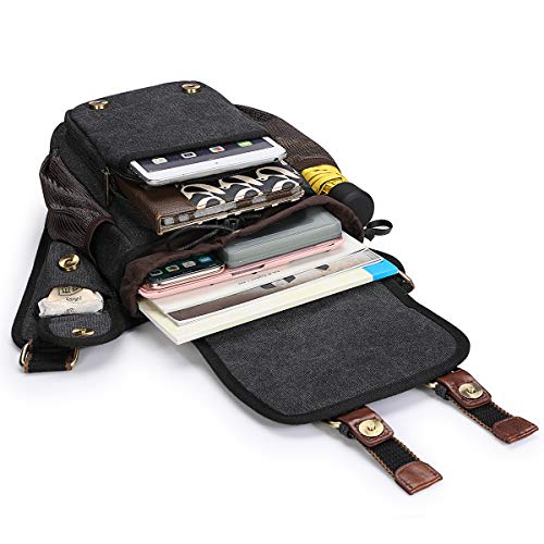 S-ZONE Uomini Utilità militare in pelle Vintage