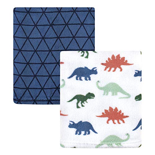 Image of Hudson Baby Unisex Baby Silky Plush and Coral Fleece Blanket, Dinosaurs, 30x36 inches