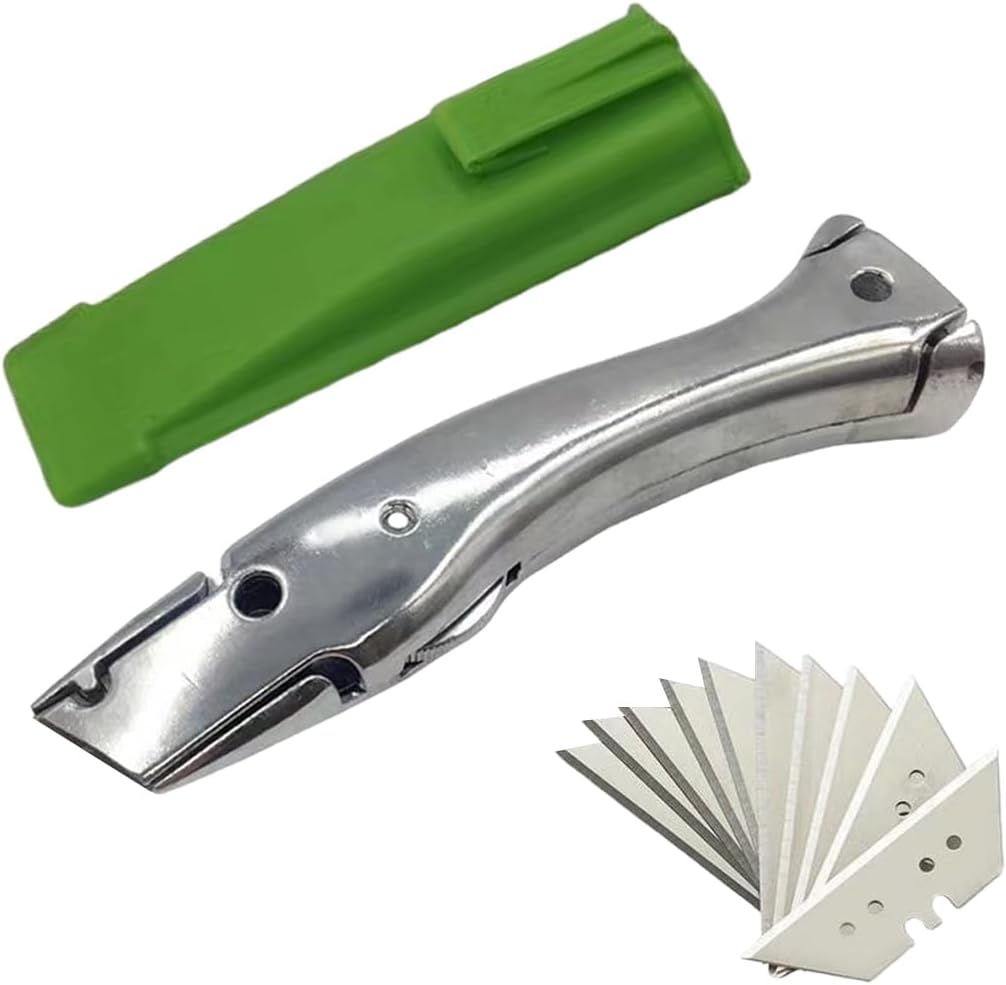 Dolphin Shaped Stainless Steel Knife Dolphin PVC Zinc-aluminum Alloy Handle Roll Floor Cutter Knife Wallpaper Carpet Cutting Tool with 10pcs Blade (8)