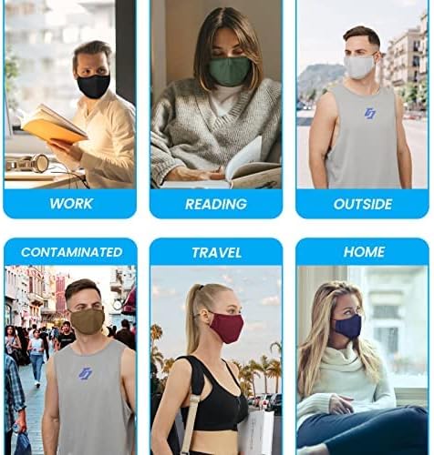 Miniatura 6 de Mascarilla facial de tela de 3 capas, lavable, reutilizable y transpirable, con bucles ajustables de protección para los oídos, para mujeres y