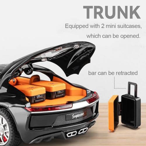 Image of 1:24 Scale Big Bugatti Atlantic Toy Car | Metal Pullback Diecast Car for Kids with Openable Doors, Sound, Light Effects Toy for Car Enthusiasts (Color As Per Available), Silver