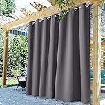 StangH Extra Wide Outdoor Curtains - Outdoor Patio Curtains Waterproof Indoor Outdoor Blackout Thermal Grommet Curtain Panels for Front Porch Sliding Door, 1 Panel, Grey, Wide 100 x Long 84 inches