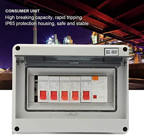 Dekaim 4 Way Consumer Unit, Circuit Breaker Mini Garage Caravan Consumer Unit with IP65 Protective Leakage Plastic Shed, Fuse Board 63A 30mA RCD 4MCB 2 * 6A+20A+32A